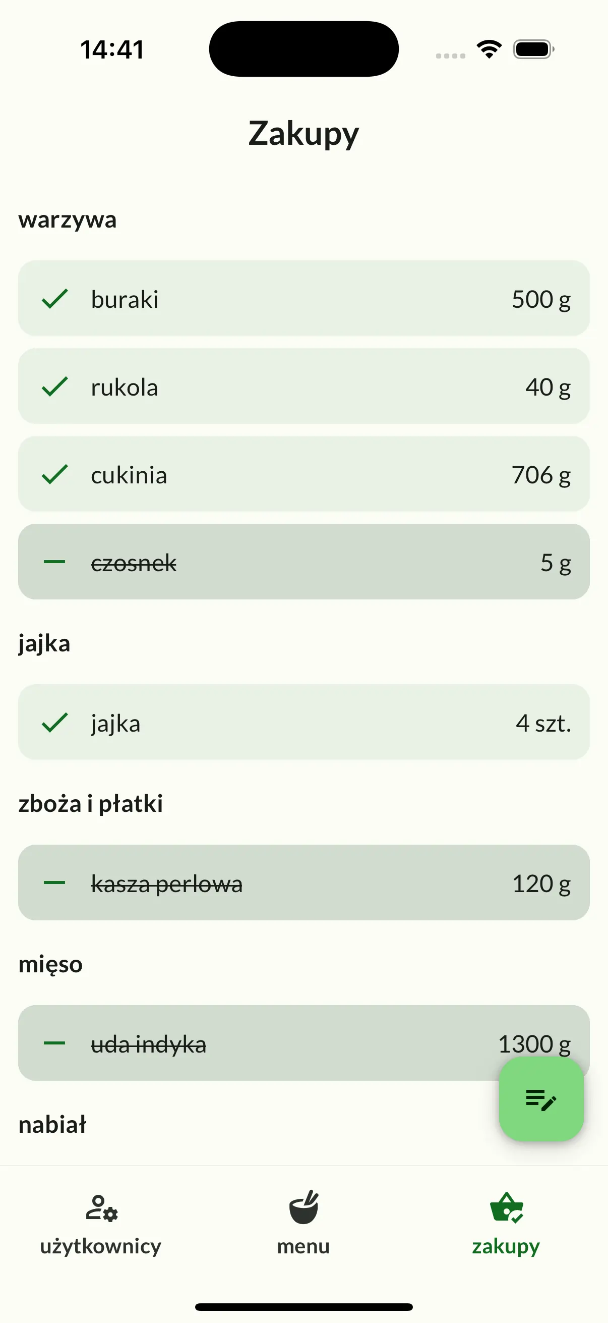Inteligentna lista zakupów w aplikacji Cebulko