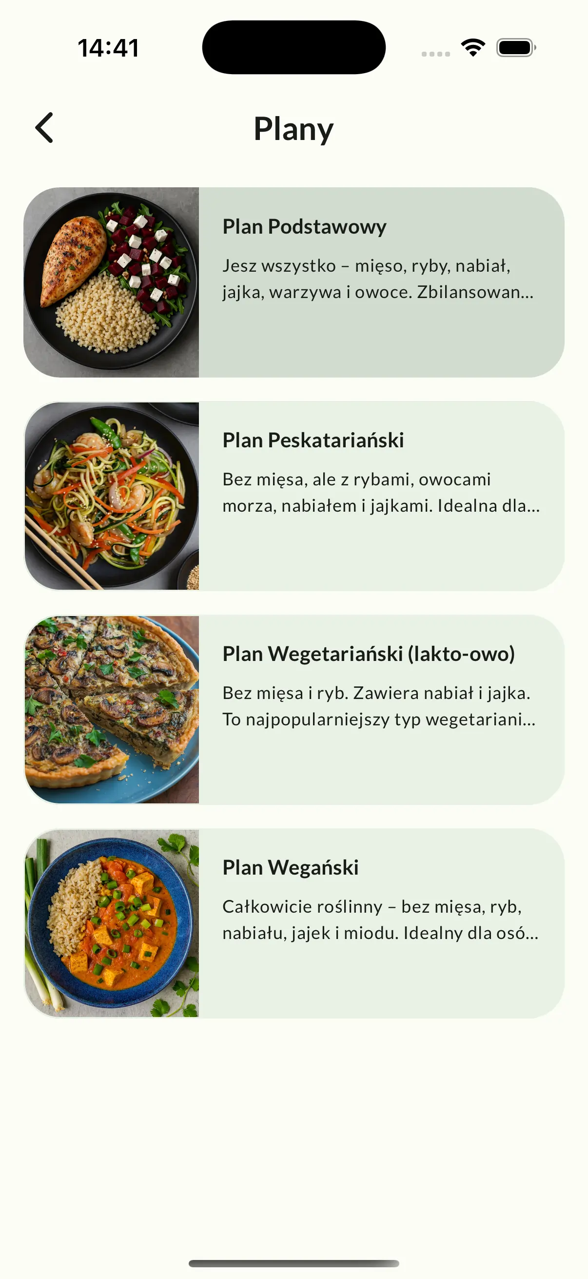 Wybierz plan żywieniowy w aplikacji Cebulko